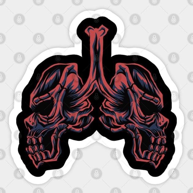 the skull lung Sticker by hardseem